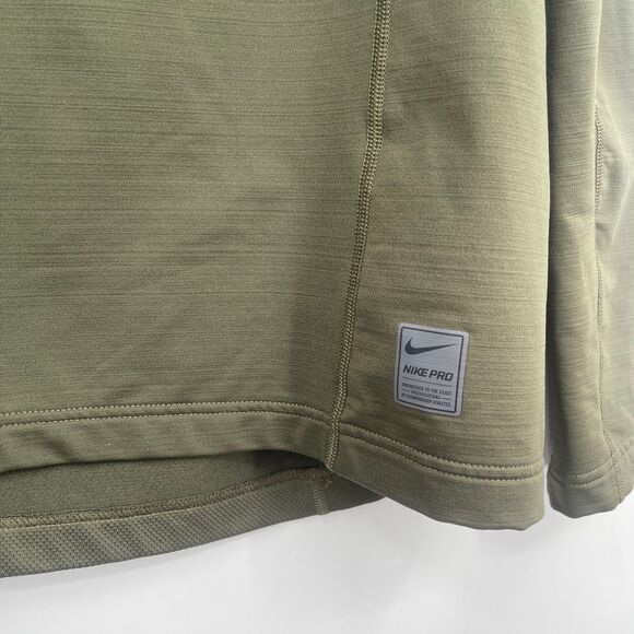 Nike Green Pro Combat Dri-Fit Fitted Mock Thermal Pullover Top Size Medium - Picture 2 of 8